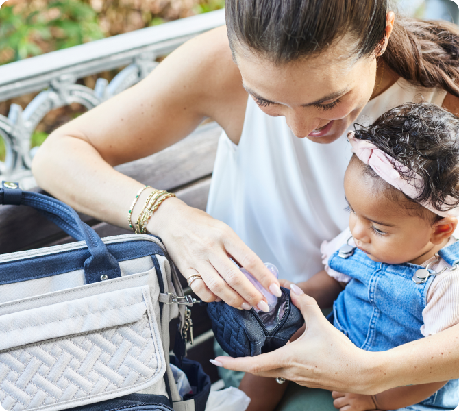 wide top diaper bag lifestyle image