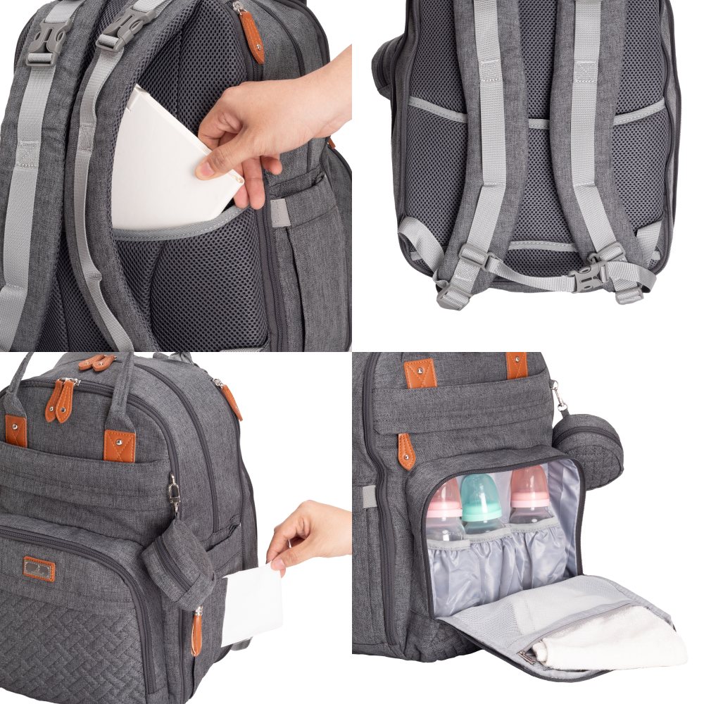 original dark grey xl diaper bag features