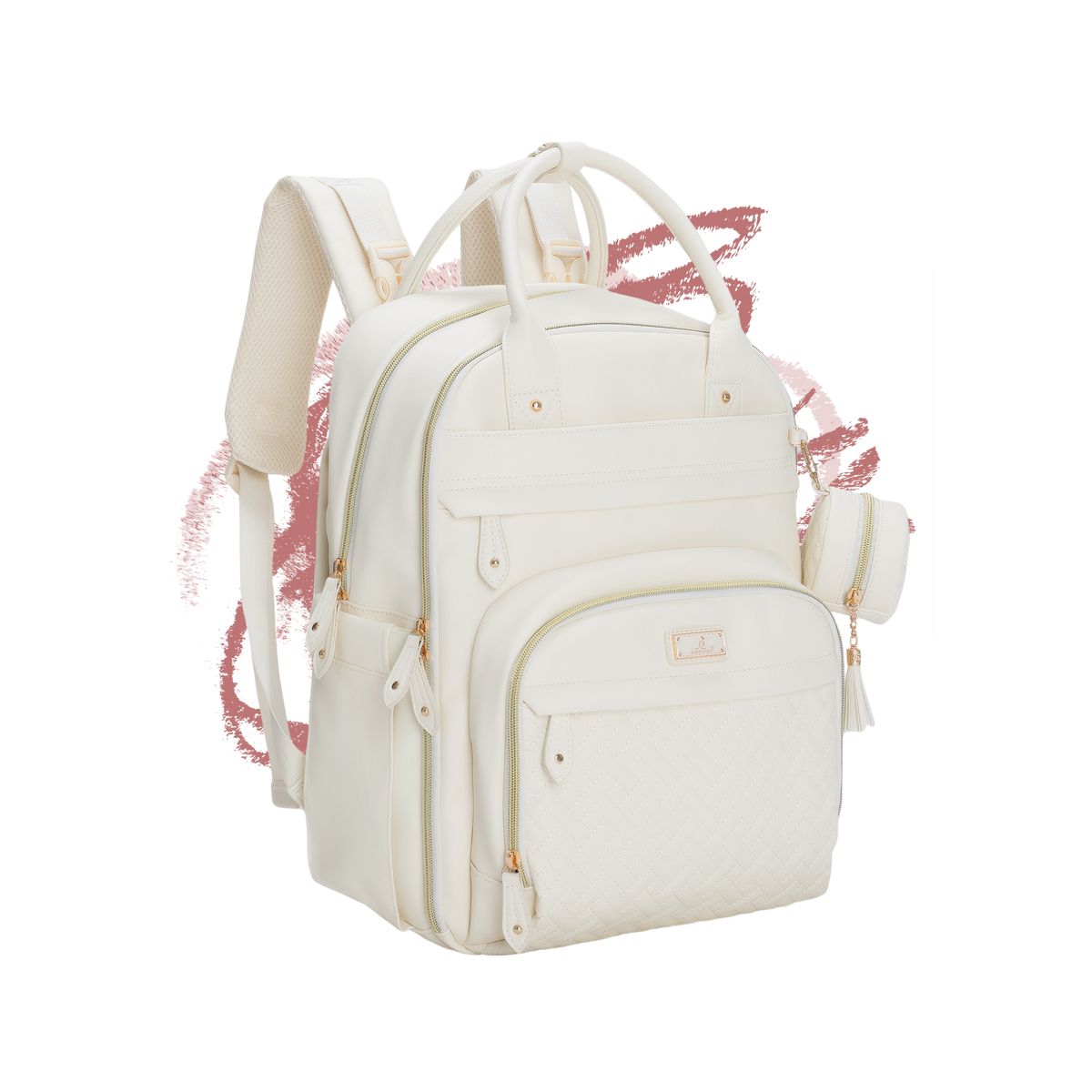 diaper bag backpacks leather BabbleRoo: Vegan Leather Diaper Bag Backpack Eggshell White
