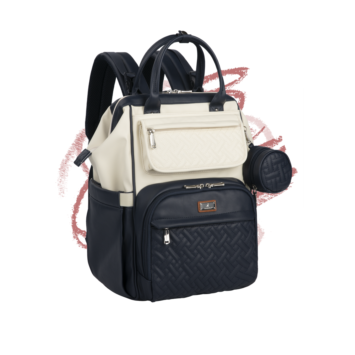 BabbleRoo Premium Faux Leather Diaper Bag Backpack Spacious & Stylish Nappy Organizer Light Brown