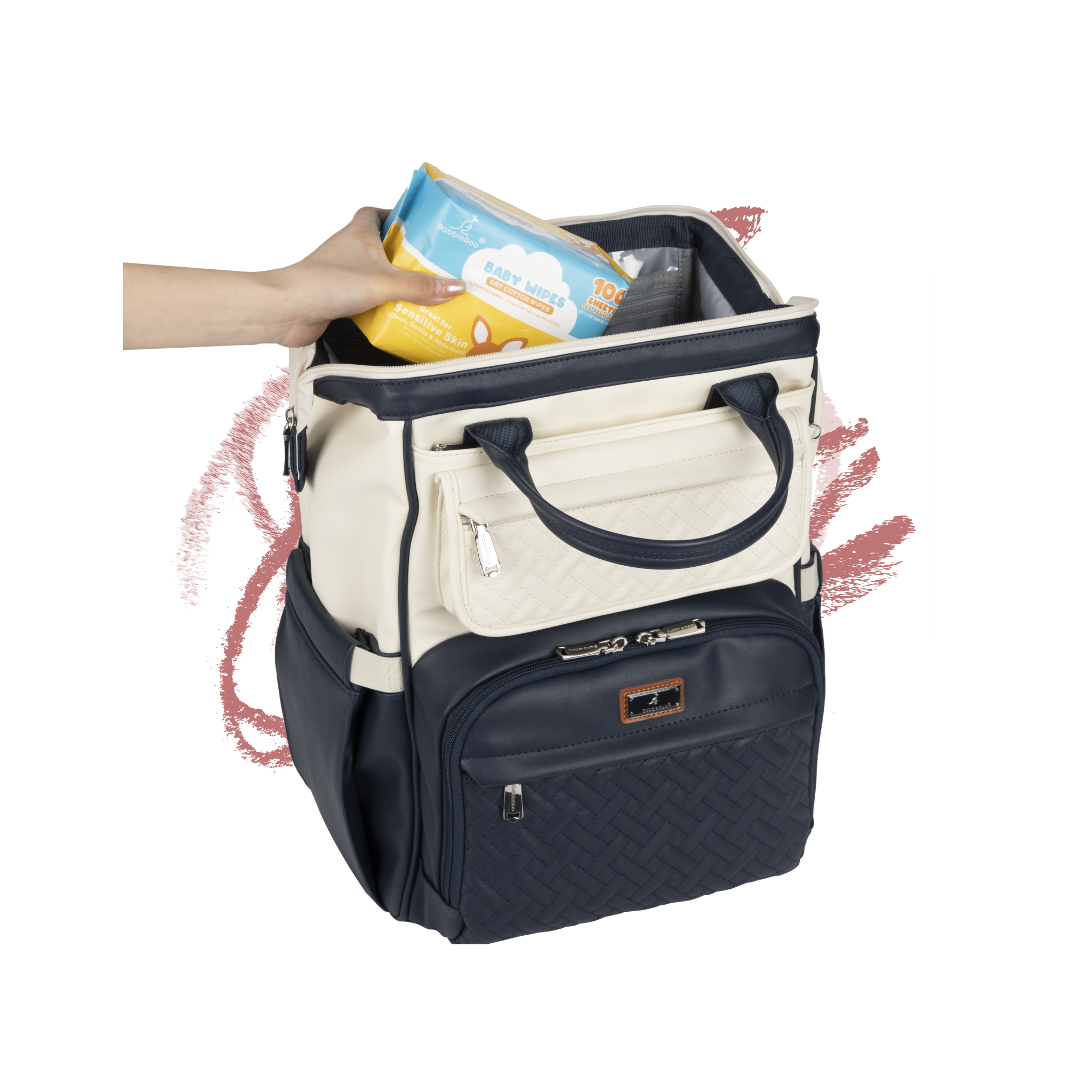 #color_vegan leather blue cream