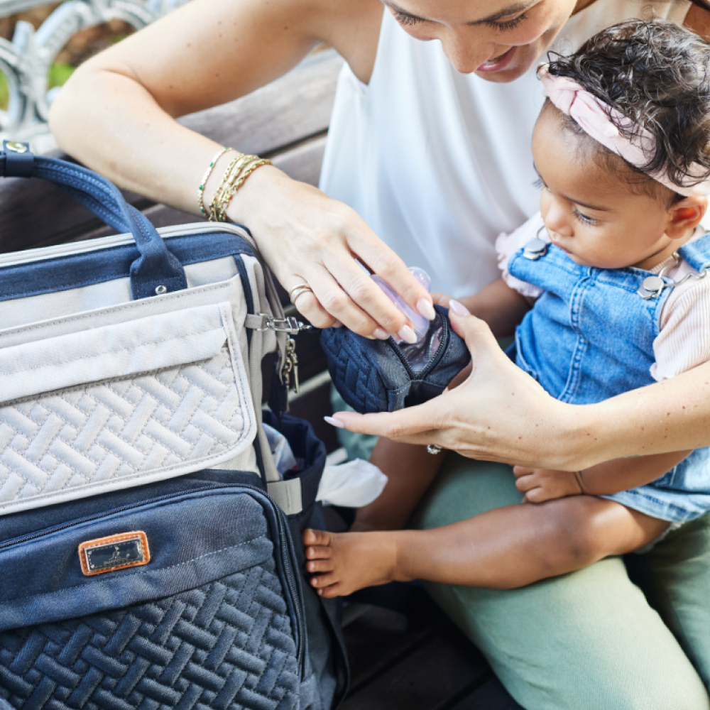 wide top diaper bag lifestyle