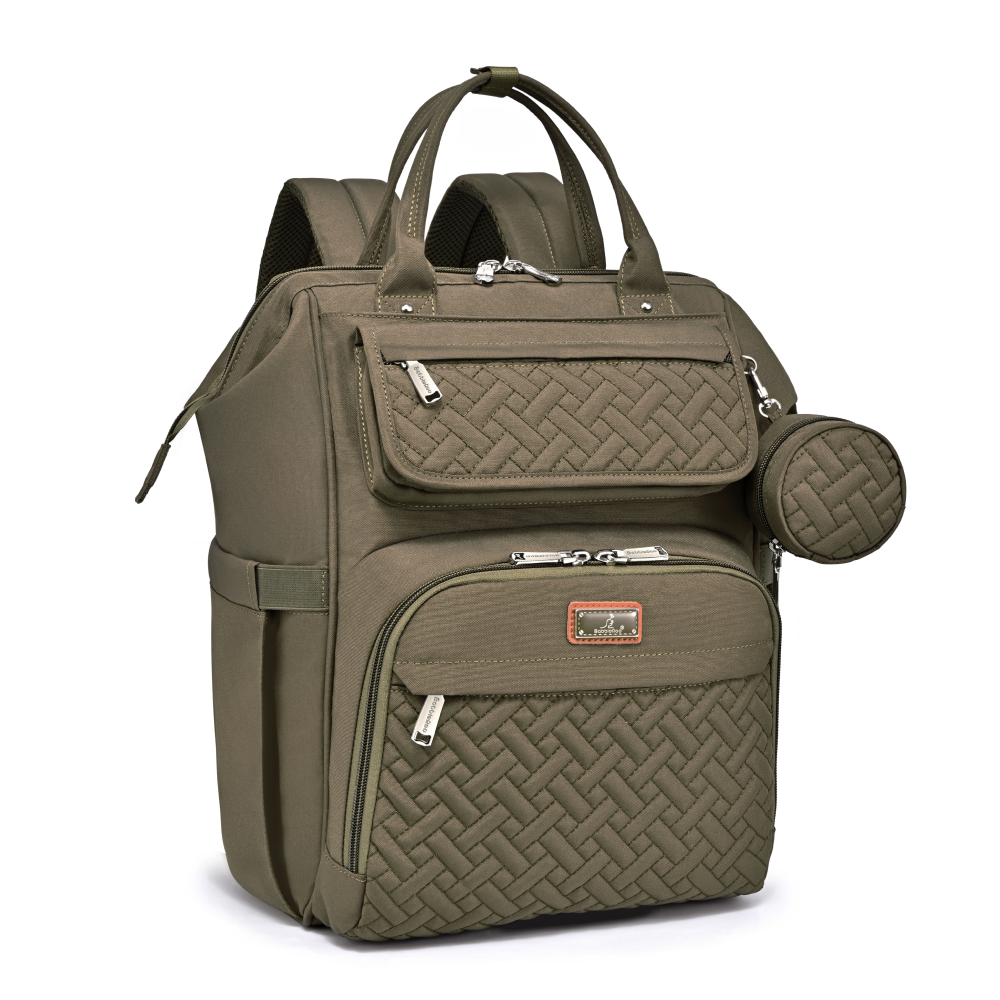 army green wide top diaper bag 