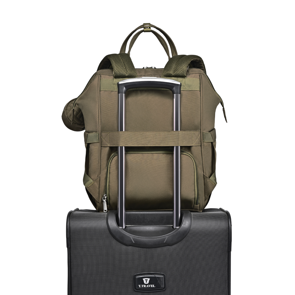 army green wide top diaper bag luggage strap