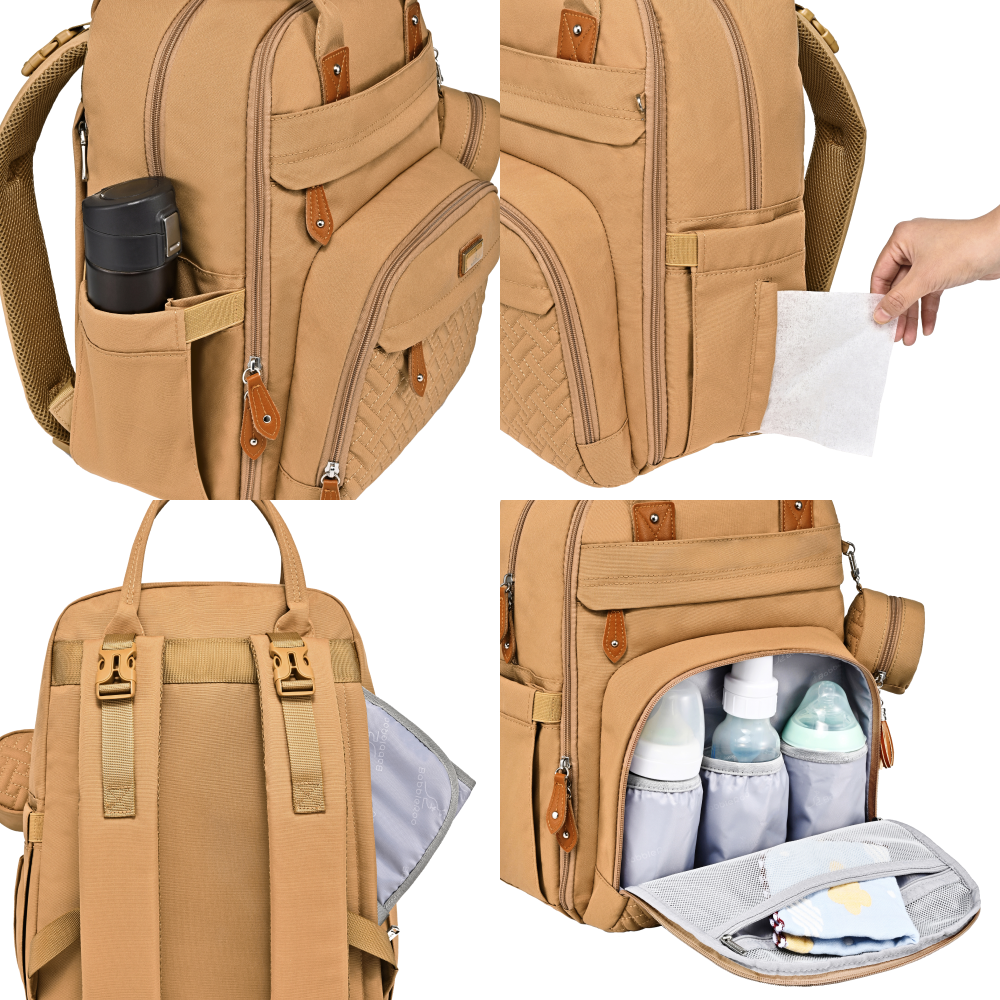 beige original diaper bag features