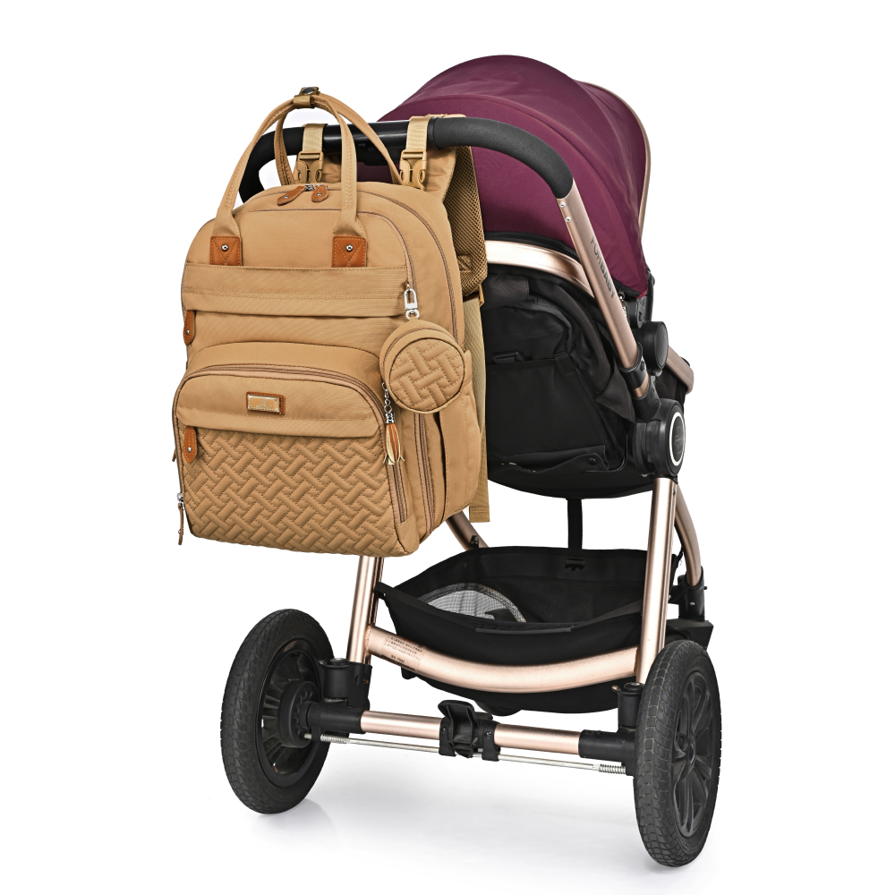 beige original diaper bag stroller straps