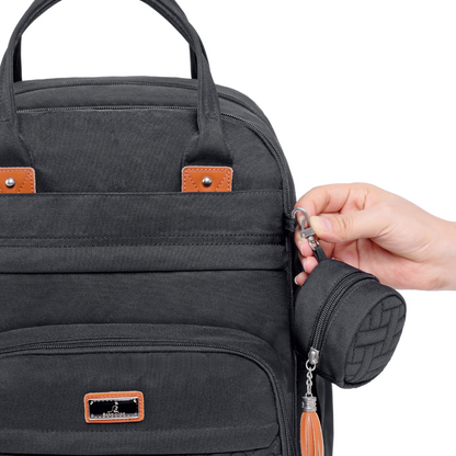 black original diaper bag pacifier pocket