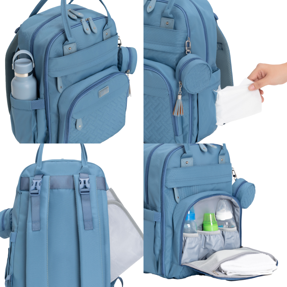 blue original diaper bag features