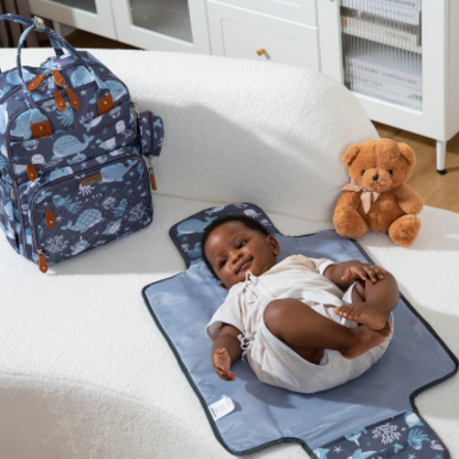 sea animals diaper bag and changing pad bundle lifestyle image