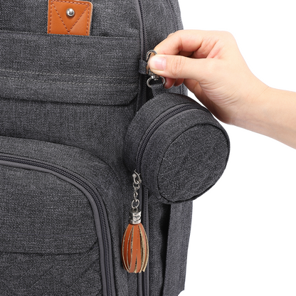 dark grey original diaper bag pacifier pocket