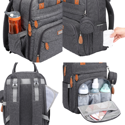 dark grey original diaper bag features