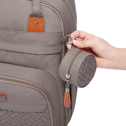 khaki original diaper bag pacifier pocket