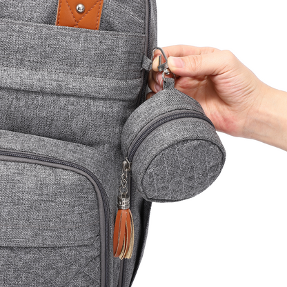 light grey original diaper bag pacifier pocket