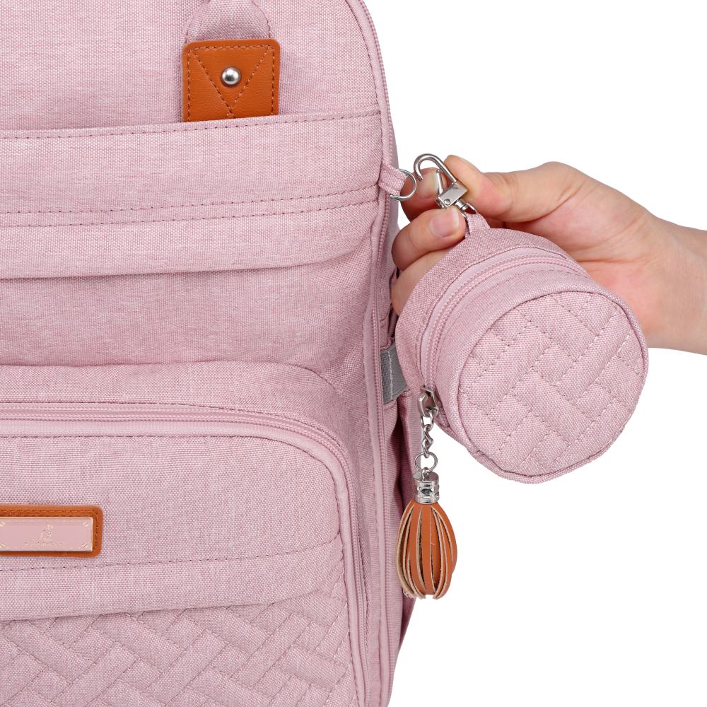 pink original diaper bag pacifier pocket