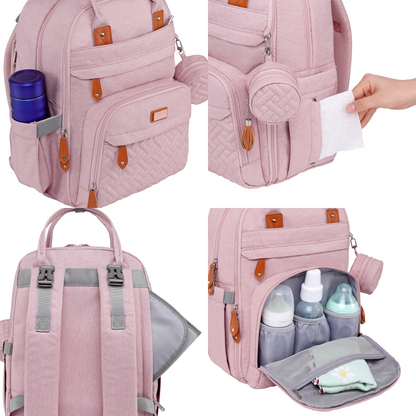 pink original diaper bag features