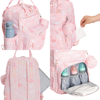 pink birdy original diaper bag features