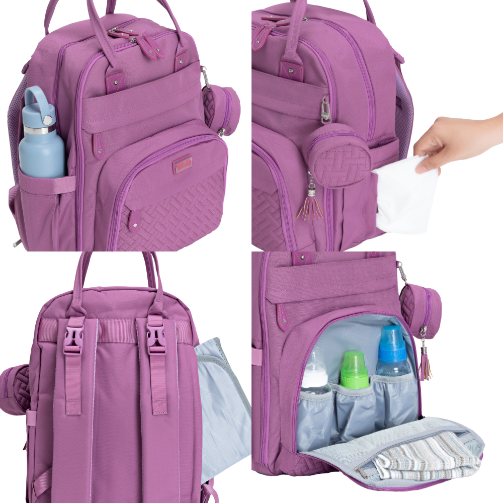 purple original diaper bag features